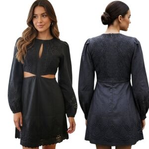 WALTER BAKER "Hannah" 100% Cotton Lace Eyelet Cutout Mini Dress - Size S